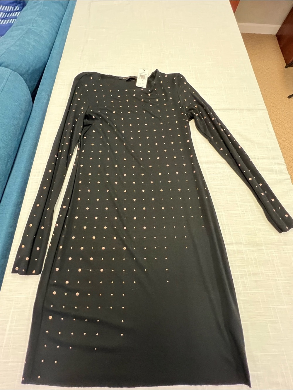 NWT Black Knit Dress with Metallic Trim